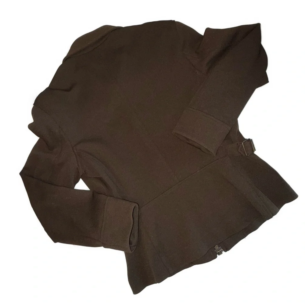 Karen Kane Lifestyle Chocolate Brown Zip Jacket Workwear Minimalist Size 8
